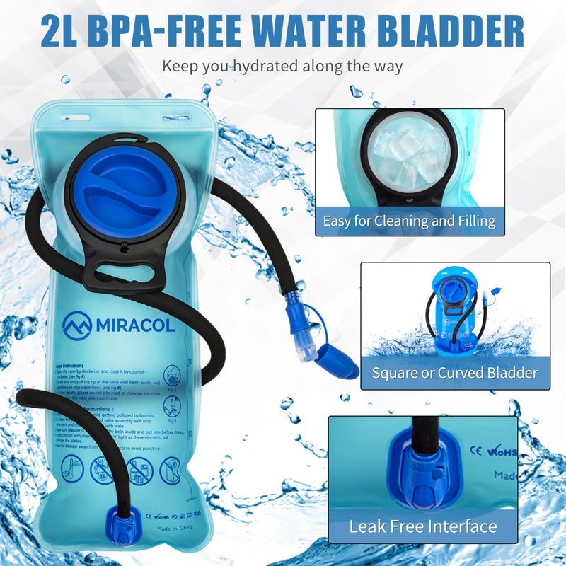 MIRACOL Hydration Pack Hiking Water Backpack - Miracol Insulated Water Bag with 2L Bladder Charcoal Grey - Image 5