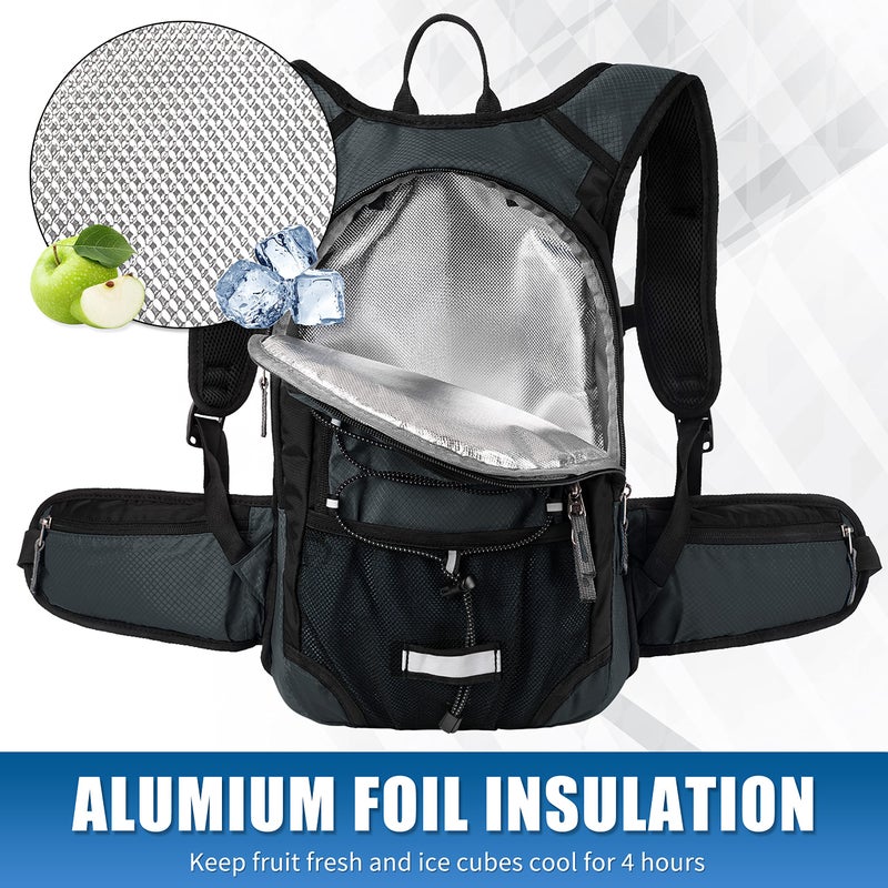 MIRACOL Hydration Pack Hiking Water Backpack - Miracol Insulated Water Bag with 2L Bladder Charcoal Grey - Image 2