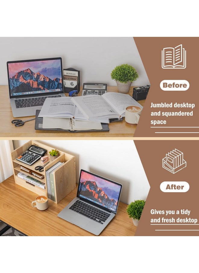 Lavievert Wood Desktop File Holder Organizer Mail Sorter Paper Storage Cabinet With Drawer & 3 Adjustable Shelves For Home & Office Burly Wood  - Image 4