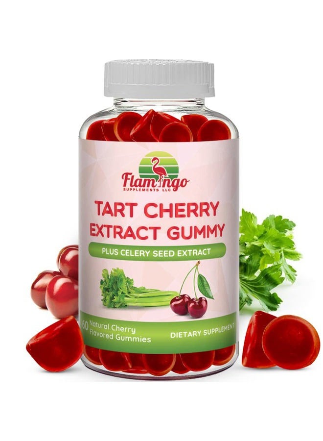 Flamingo Supplements Tart Cherry Extract Gummies with Celery Extract. Uric Acid Cleanse Vegan Gummy Proudly Made in The USA. 60 Naturally Cherry Flavored Gummies - Image 1