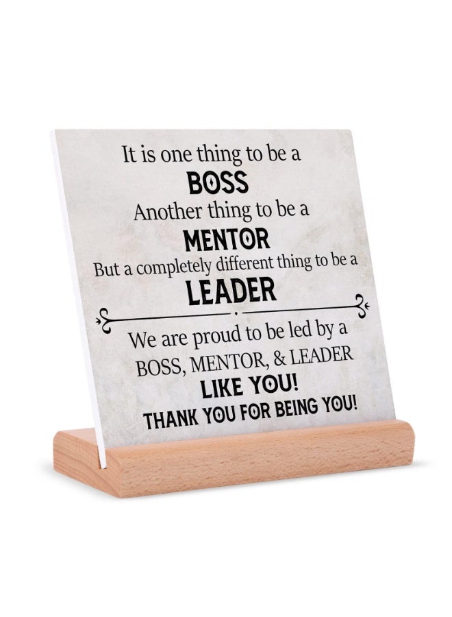 Plaque Signs with Wooden Stand, Best Boss Day, Appreciation Leaving Going Away for Bosses Leader Mentor, Office Desk Decor(4) - Image 1