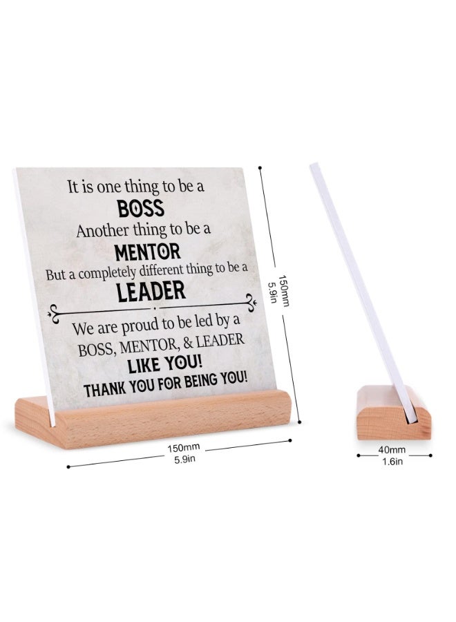 Plaque Signs with Wooden Stand, Best Boss Day, Appreciation Leaving Going Away for Bosses Leader Mentor, Office Desk Decor(4) - Image 2