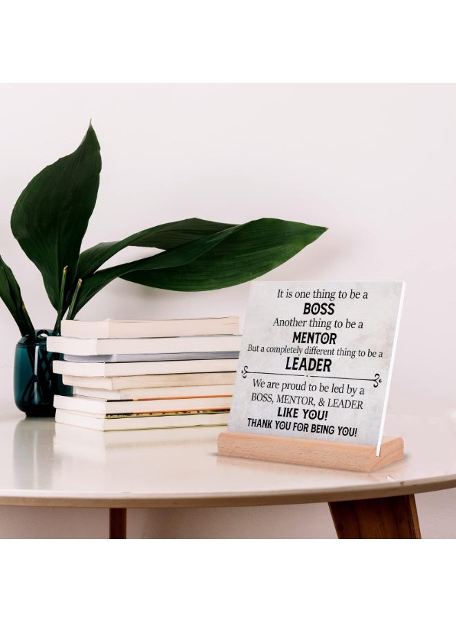 Plaque Signs with Wooden Stand, Best Boss Day, Appreciation Leaving Going Away for Bosses Leader Mentor, Office Desk Decor(4) - Image 4