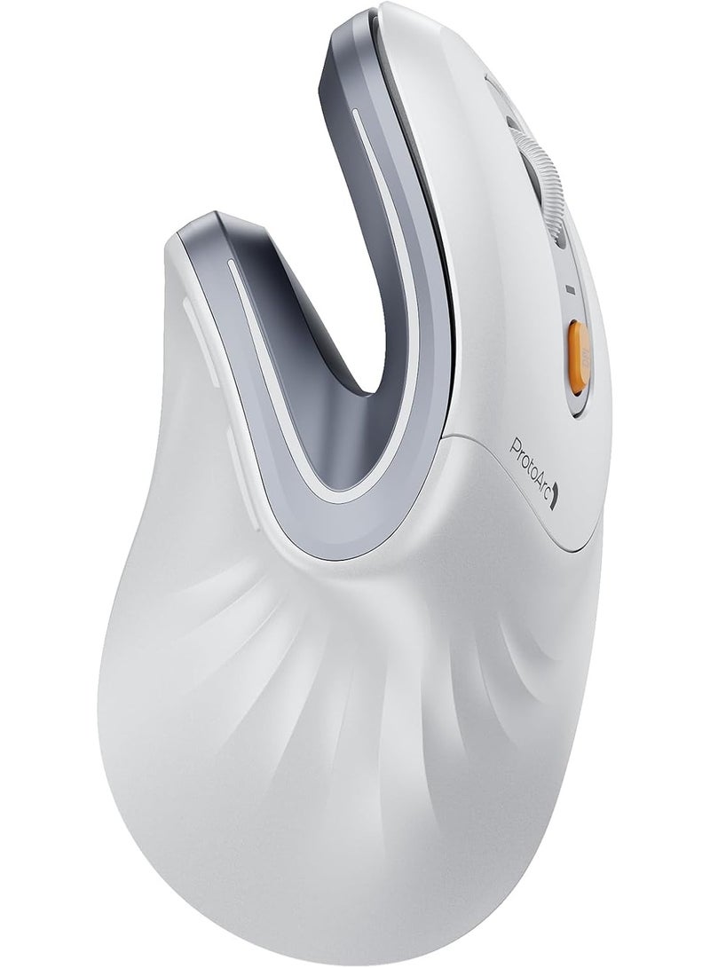 ProtoArc Ergonomic Mouse, EM11 NL Wireless Vertical Mouse, Ergo Mouse with Multi-Device, USB-C Rechargeable Mice for Windows, Mac OS, PC/Notebook/Laptop,White - Image 1