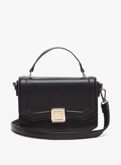 Flora Bella By Shoexpress Womens Solid Satchel Bag with Metallic Detail and Handle By Shoexpress