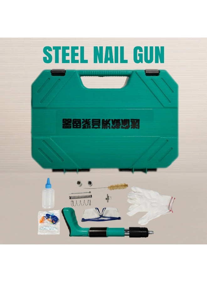Steel Nail Gun Kit with Carry Case – Heavy-Duty Manual Concrete & Wall Fastening Tool Set with Safety Glasses, Gloves, Cleaning Brush & Accessories – Professional Fixing for Steel, Brick & Masonry - Image 1