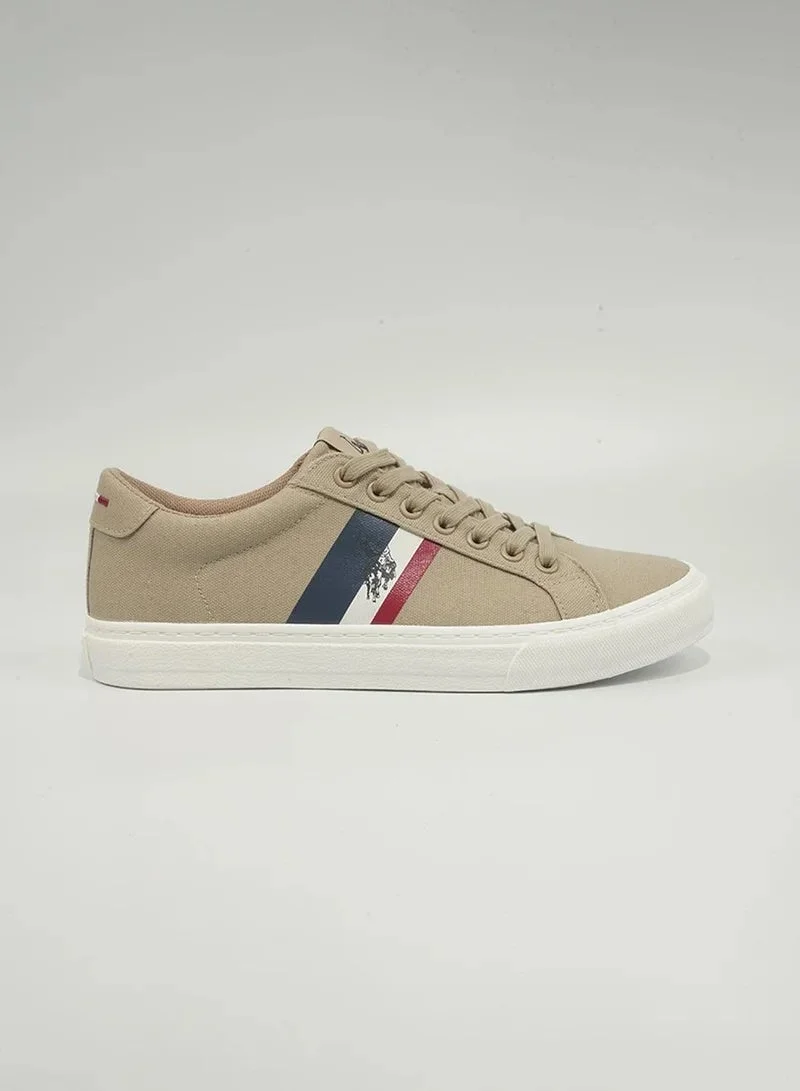U.S. Polo Assn. USPA ZEMA GLB Men’s Sneakers – Sand | Casual Canvas Lace-Up Everyday Shoes