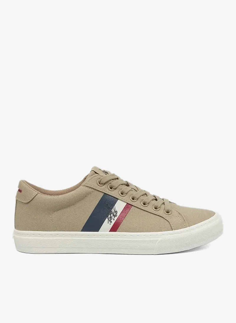 يو اس بولو اسن USPA ZEMA GLB Men’s Sneakers – Sand | Casual Canvas Lace-Up Everyday Shoes