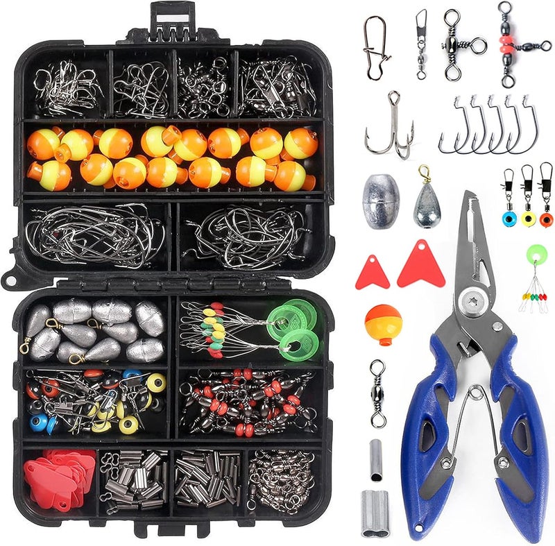 Eacam 263pcs Fishing Accessories Kit with Tackle Box, Including Octopus Hooks Jig Hooks Fishing Weights Sinker Slides Spoon Lures Fit for Freshwater and Saltwater Fishing - Image 1
