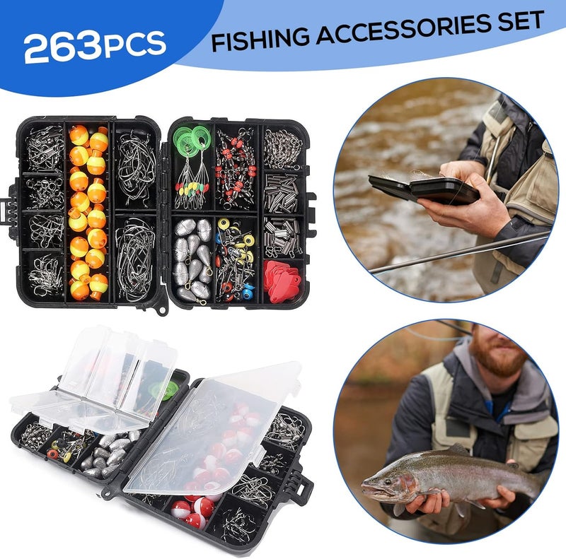 Eacam 263pcs Fishing Accessories Kit with Tackle Box, Including Octopus Hooks Jig Hooks Fishing Weights Sinker Slides Spoon Lures Fit for Freshwater and Saltwater Fishing - Image 2