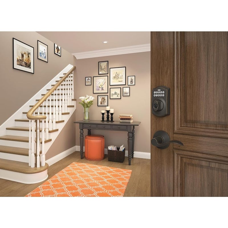 Schlage BE365 V CAM 716 Camelot Keypad Deadbolt, Electronic Keyless Entry Lock, Aged Bronze - Image 5