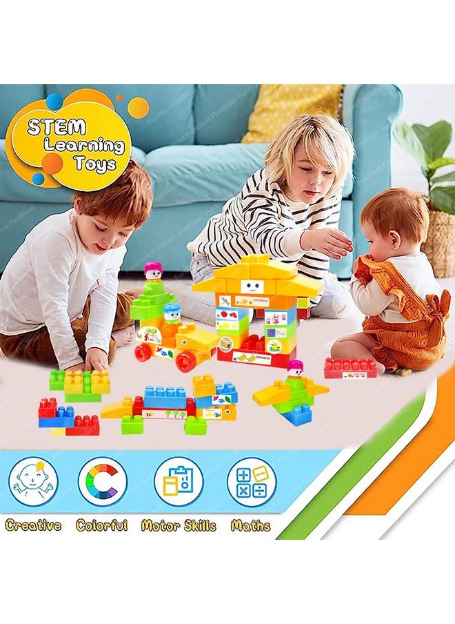 FunBlast FunBlast Building Blocks for Kids - DIY Plastic Building Blocks for Kids Puzzle Games for Kids, Toys for Children Educational & Learning Toy for 3+ Years Kids, Girls & Boys (40 Pcs-Multicolor)  - Image 2