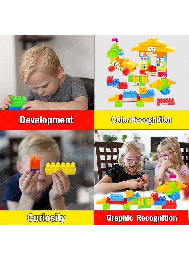 FunBlast FunBlast Building Blocks for Kids - DIY Plastic Building Blocks for Kids Puzzle Games for Kids, Toys for Children Educational & Learning Toy for 3+ Years Kids, Girls & Boys (40 Pcs-Multicolor)  - Image 3