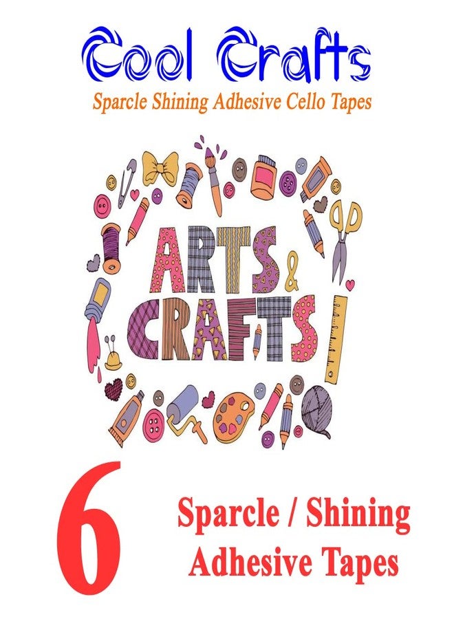 Cool Crafts شريط لاصق متعدد الألوان لامع من كول كرافتس، 6 قطع، مثالي للأعمال الفنية والحرفية، وشريط واشي، وسجل القصاصات، وتزيين الأعمال الفنية والحرفية، وتغليف الهدايا، وبطاقات أعياد الميلاد. - Image 2