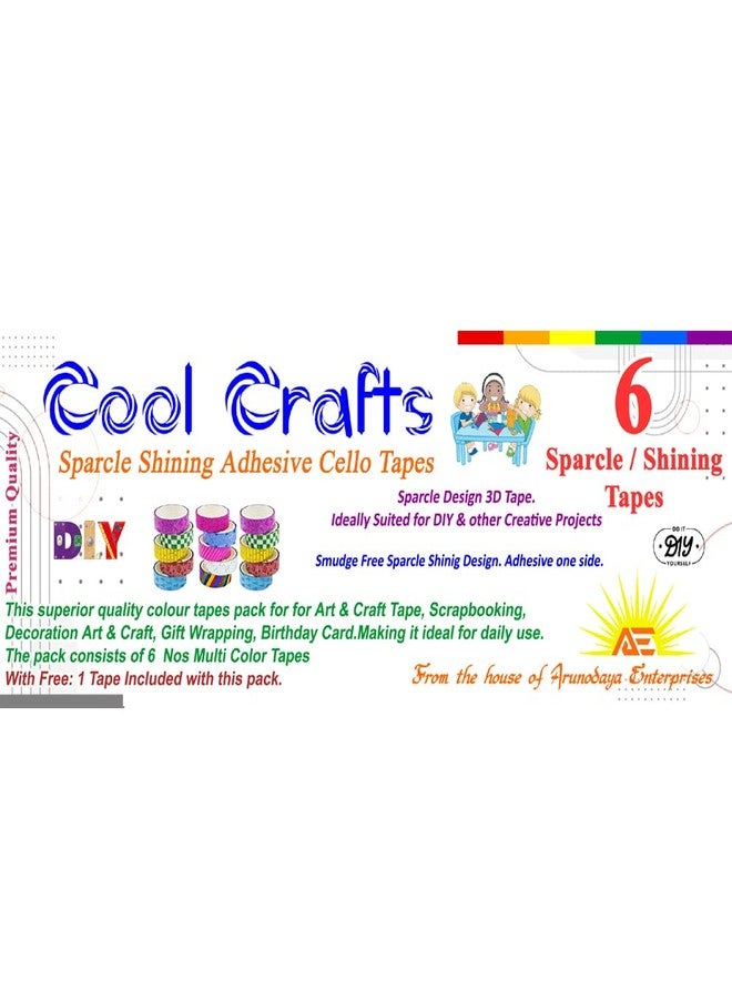 Cool Crafts شريط لاصق متعدد الألوان لامع من كول كرافتس، 6 قطع، مثالي للأعمال الفنية والحرفية، وشريط واشي، وسجل القصاصات، وتزيين الأعمال الفنية والحرفية، وتغليف الهدايا، وبطاقات أعياد الميلاد. - Image 5