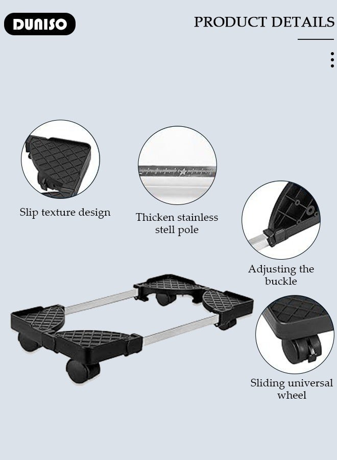 DUNISO Adjustable CPU Stand, Mobile PC Rack,Hollow Cooling Pc Host Tower Stand, CPU Bracket cart with Wheels，Desktop PC Host Base Tray,Movable Pulley Chassis Shelf, Computer Tower Stand, CPU Holder Stand for Home, Office - Image 2