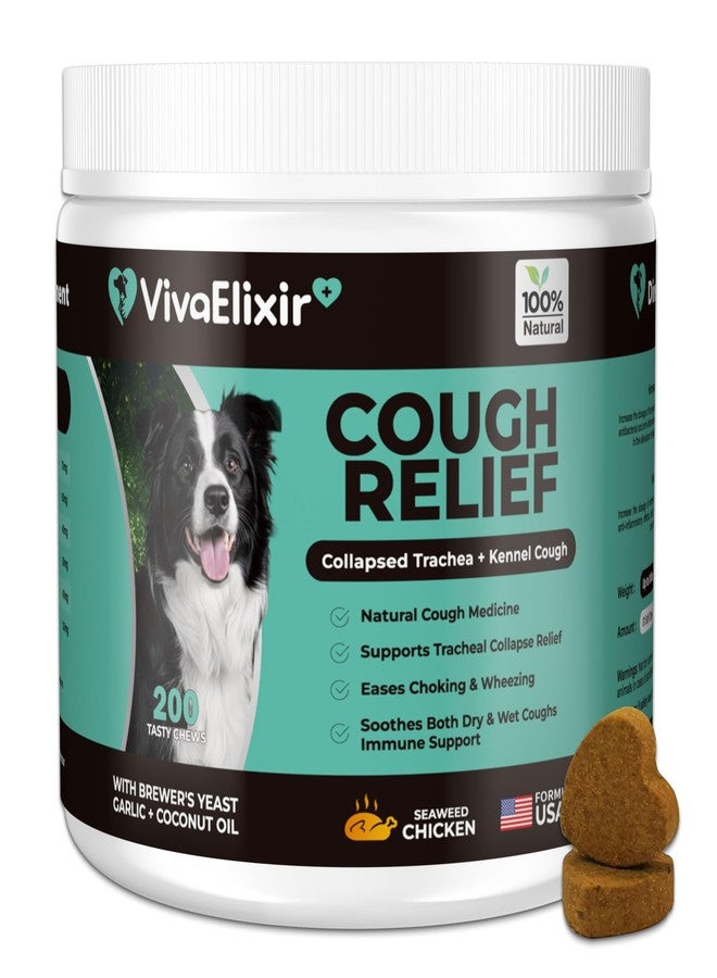 VivaElixir Kennel Cough Medicine for Dogs – Natural Respiratory Support | Helps Soothe Tracheal Collapse, Dry & Wet Cough, Choking & Wheezing | Honeysuckle, Licorice, Lemon Balm 200 chew - Image 1