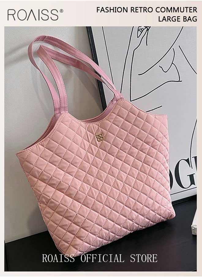 roaiss - Female Large Capacity Tote Bag Shoulder Bag Commuter Bag Tote Bag Simple Vintage - Image 1