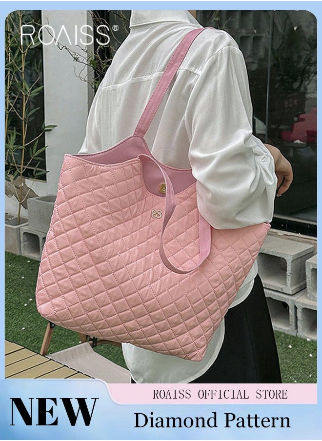 roaiss - Female Large Capacity Tote Bag Shoulder Bag Commuter Bag Tote Bag Simple Vintage - Image 1