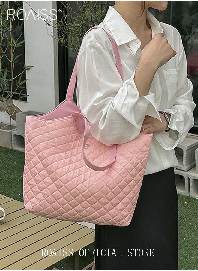 roaiss - Female Large Capacity Tote Bag Shoulder Bag Commuter Bag Tote Bag Simple Vintage - Image 1