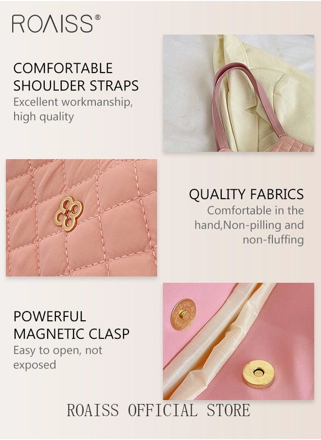 roaiss - Female Large Capacity Tote Bag Shoulder Bag Commuter Bag Tote Bag Simple Vintage - Image 1