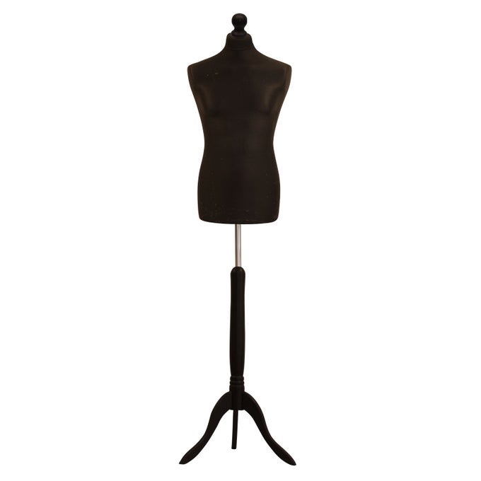 MALE TAILORS DUMMY BUST SIZE DRESSMAKERS FASHION MANNEQUIN STUDENTS BLACK WITH BLACK TRIPOD STAND