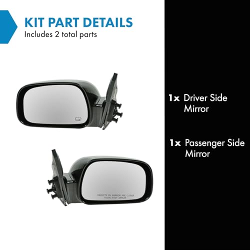 TRQ 2 Piece Driver and Passenger Side Mirror Assembly Set Electric Adjustment Heated No Memory Black Compatible with 2002-2006 Toyota Camry TO1320168 TO1321168 - Image 2
