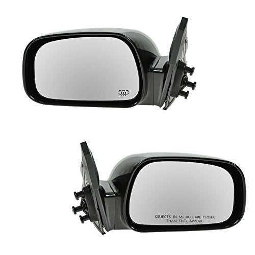 TRQ 2 Piece Driver and Passenger Side Mirror Assembly Set Electric Adjustment Heated No Memory Black Compatible with 2002-2006 Toyota Camry TO1320168 TO1321168 - Image 1