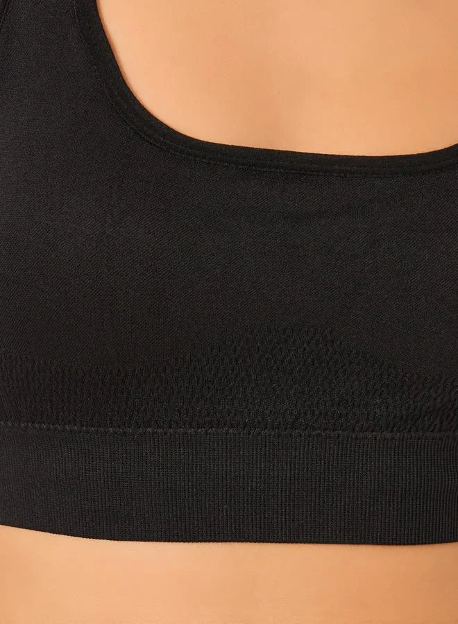 ستايلي Styli Seamless Back Teardrop Cut Out Sports Bra and Jacquard Leggings Set