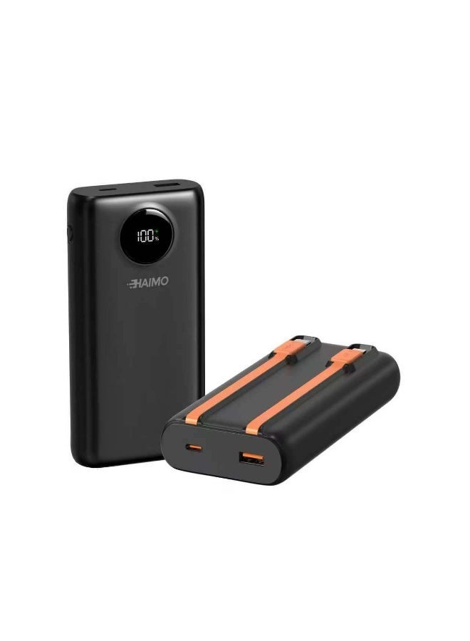 Haimo Power Bank 20000mAh 22.5W Fast Charging Power Bank with 2 Built-in Cables Supports All Android Phones and iPhone 12/13/14/15/16 and iPhone 17 All Series-black - Image 2