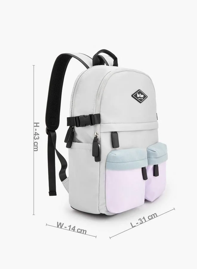 Lee Cooper GREY Logo Applique Backpack With Adjustable Shoulder Straps  | Best Price UAE