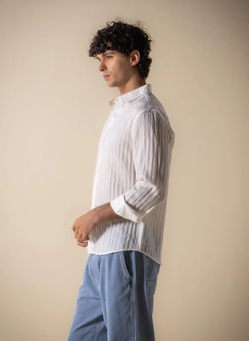 Shapes White SOFT TEXTURED TENCEL SHIRT for Men | Best Price UAE
