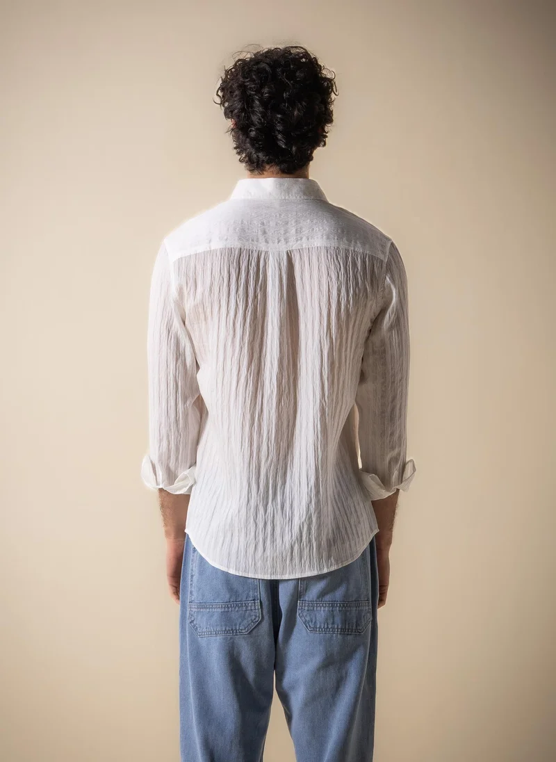 Shapes White SOFT TEXTURED TENCEL SHIRT for Men | Best Price UAE