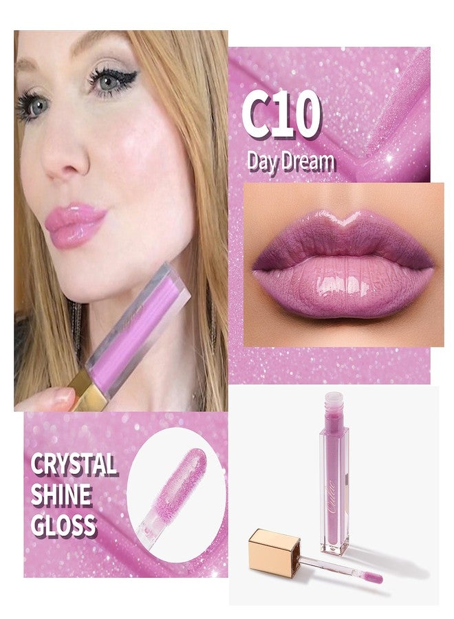 Oulac Purple Lip Gloss High-shine Moisturizing Lip Gloss Oil Liquid Lipstick Non-stick Cup Glitter Lipstick Lip Tint Reduce Fine Lines Lip Glaze For Dry Lip C10 - Image 2