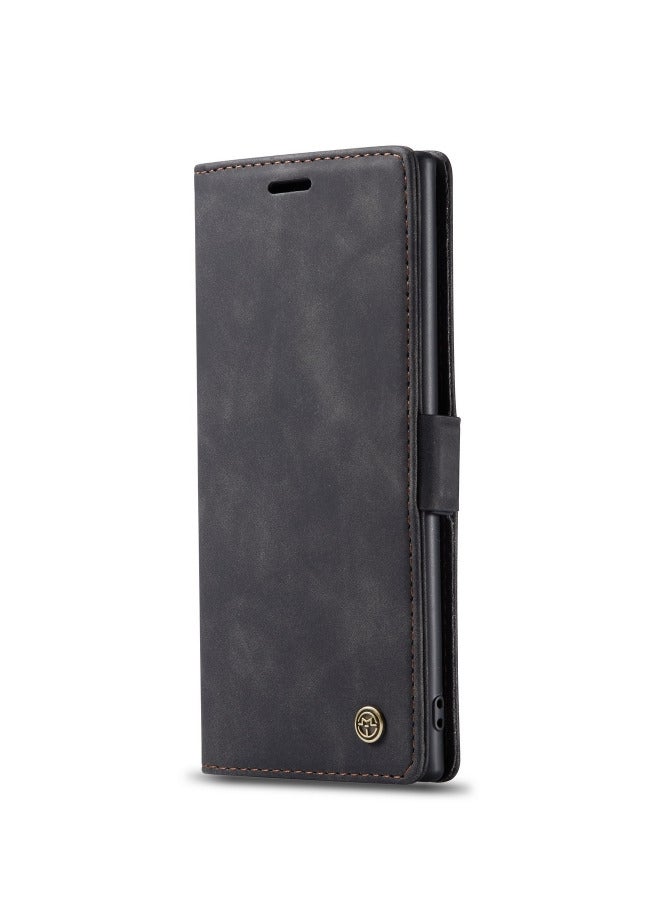 CaseMe Samsung Galaxy Note 10 Plus Case Wallet, for Samsung Galaxy Note 10 Plus Wallet Case Book Folding Flip Folio Case with Magnetic Kickstand Card Slots Protective Cover - Black - Image 2