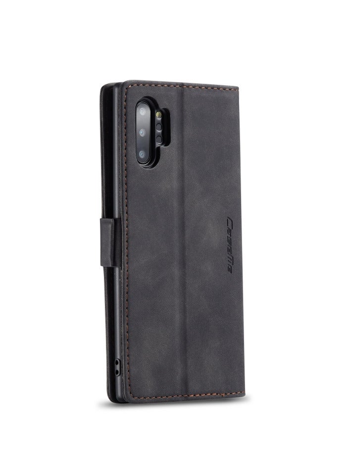 CaseMe Samsung Galaxy Note 10 Plus Case Wallet, for Samsung Galaxy Note 10 Plus Wallet Case Book Folding Flip Folio Case with Magnetic Kickstand Card Slots Protective Cover - Black - Image 3