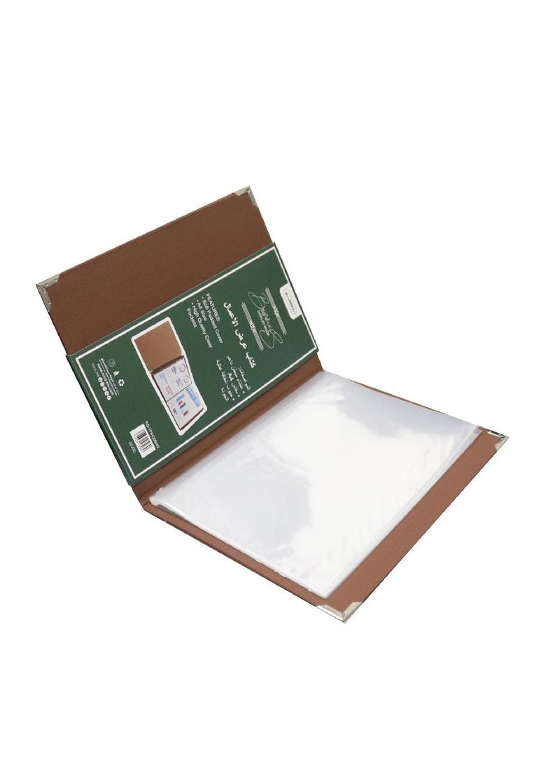 روكو دفتر عرض ٢٠ جيبًا A4 جلد بني - Image 2