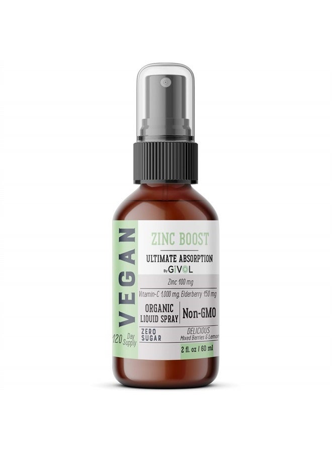 GIVOL Organic ZINC Boost Mist 100mg (Extra Strength) Liquid Spray for Kids & Adults - Immune Boost - High Flavonoid Levels - Vegan- Easy Absorption - Non-GMO - 2 oz - Image 1