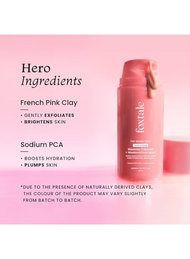 foxtale Purify & Glow Cleanser + Clay Mask - Deep Cleanses Pores, Exfoliating Glow Facial, Instantly Gives Bright Skin, For Normal, Oily and Combination Skin, Men & Women - 100ml - Image 5