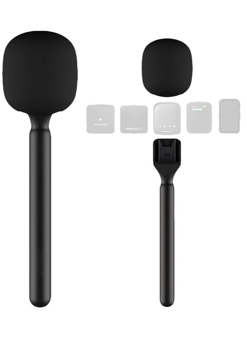 TIGER Microphone Handle Compatible with DJI Rode Wireless Go – Universal Interview Wireless Microphone Adapter with Anti-Wind Foam – Lapel Microphone Mount for Stable, Clear Sound – Portable Audio Accessory for Vlogging, Podcasting, Live Streaming  - Image 1