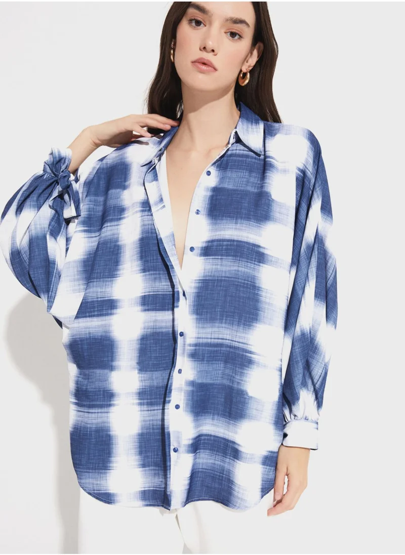 JUNE Printed Button Down Shirt