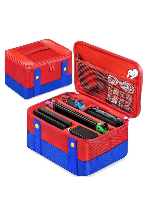 Hard Switch Case Compatible with Nintendo Switch and Switch OLED Model, Full Protection Hard Switch Carrying Case High-Capacity Travel Bag fit Switch Console Pro Controller Accessories Red