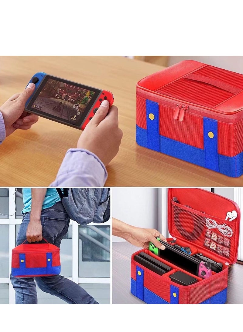 Generic Hard Switch Case Compatible with Nintendo Switch and Switch OLED Model, Full Protection Hard Switch Carrying Case High-Capacity Travel Bag fit Switch Console Pro Controller Accessories Red  - Image 4