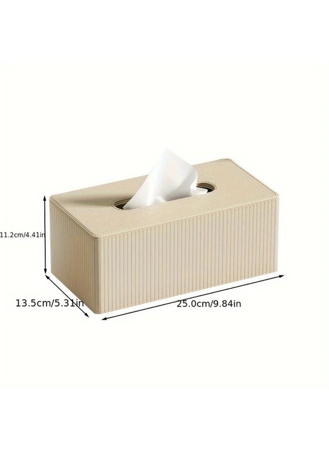 Black Leather Tissue Box Holder Striped Design Large Size Home Office Bathroom Accessory - Image 4