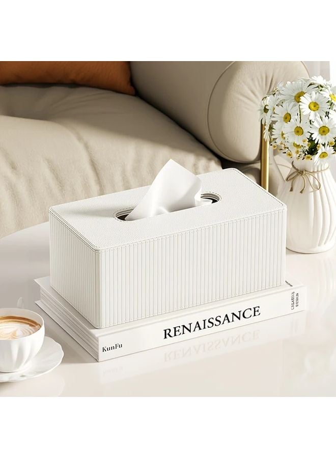 Black Leather Tissue Box Holder Striped Design Large Size Home Office Bathroom Accessory - Image 5