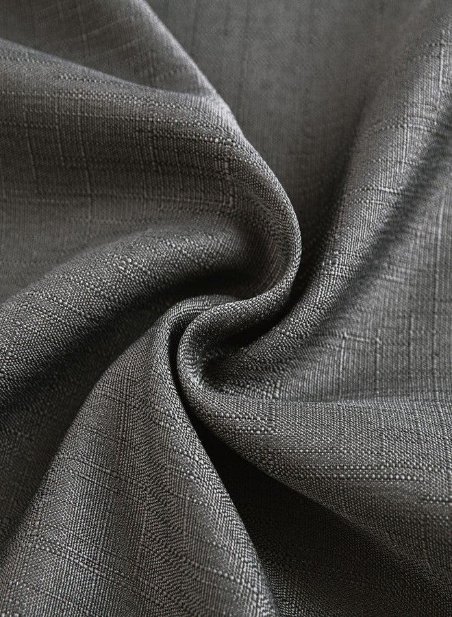 Diraysid 100% Blackout Curtains Dark Grey Linen Curtains for Bedroom Grommet Thermal Insulated Room Darkening Drapes (2 Panels, W52 x L84 Inch) - Image 4