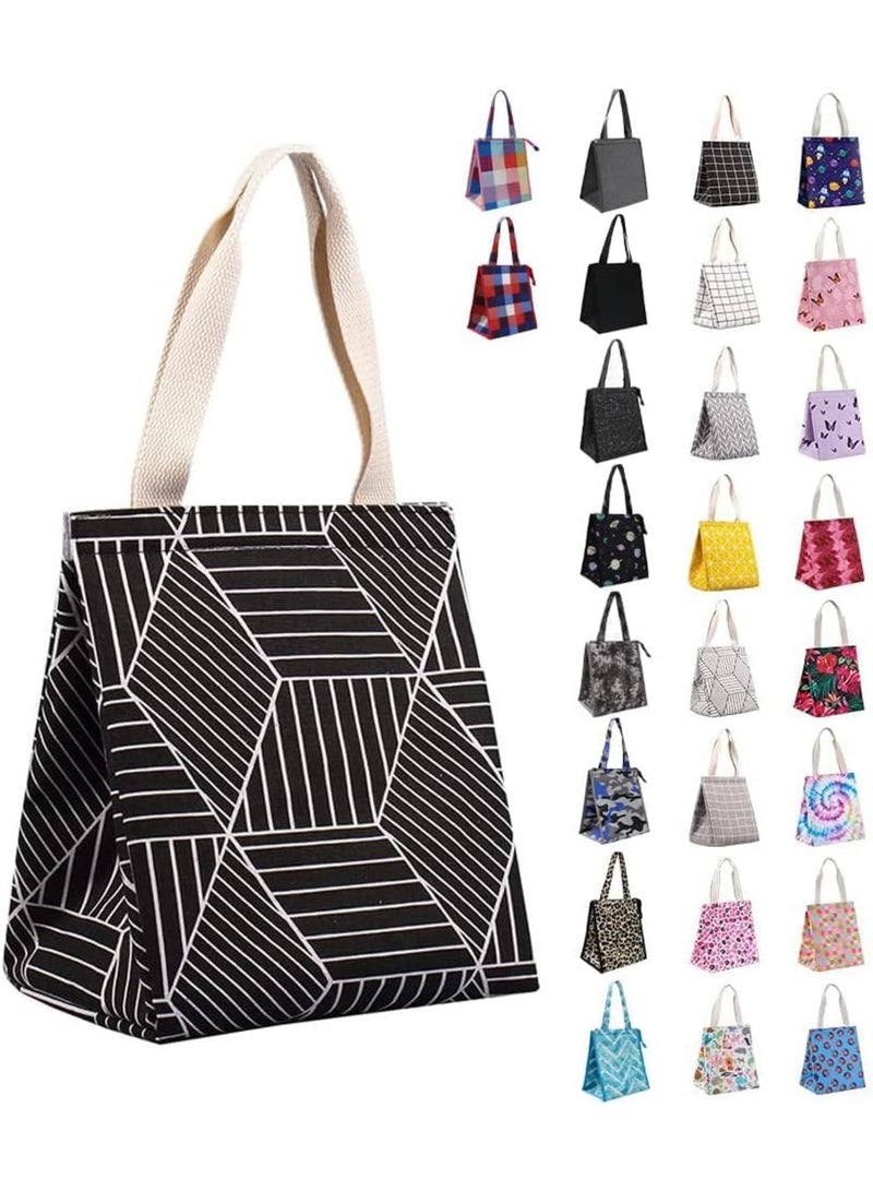 SYOSI Insulated Lunch Bag, 9L Foldable Wide-Open Cooler Bag with Pockets for Women Adults, Leakproof Portable Thermal Lunch Tote for Picnic Office Beach Travel, Stylish Black Rhombus - Image 1