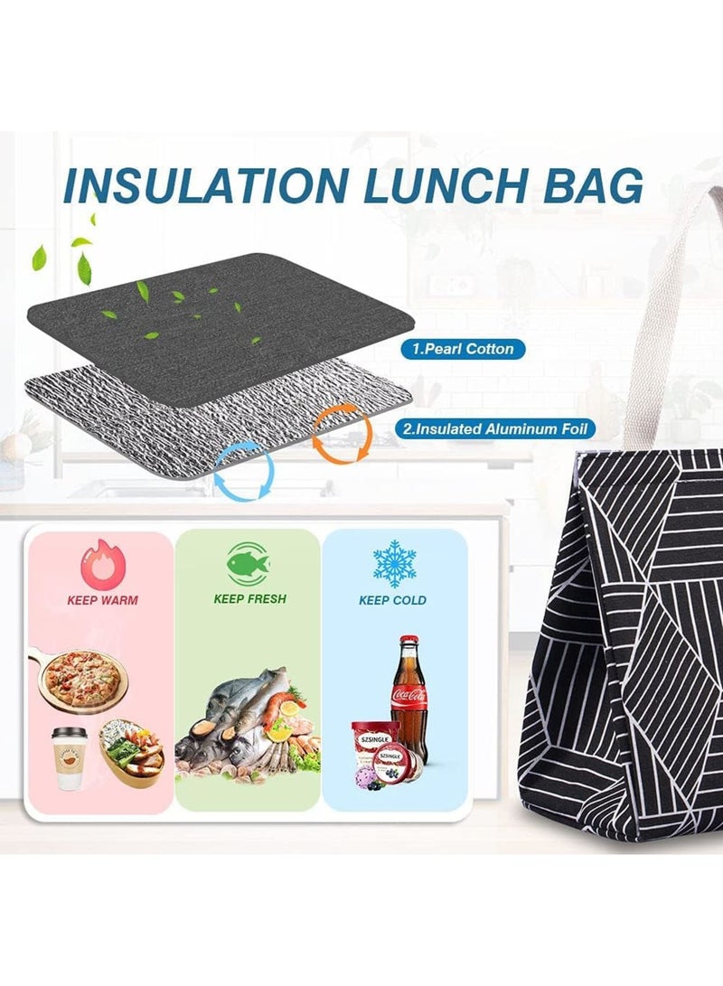 SYOSI Insulated Lunch Bag, 9L Foldable Wide-Open Cooler Bag with Pockets for Women Adults, Leakproof Portable Thermal Lunch Tote for Picnic Office Beach Travel, Stylish Black Rhombus - Image 2
