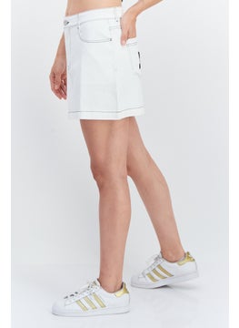Esprit x Rest and Recreation Women Plain Denim Mini Skirt, White  - Image 3