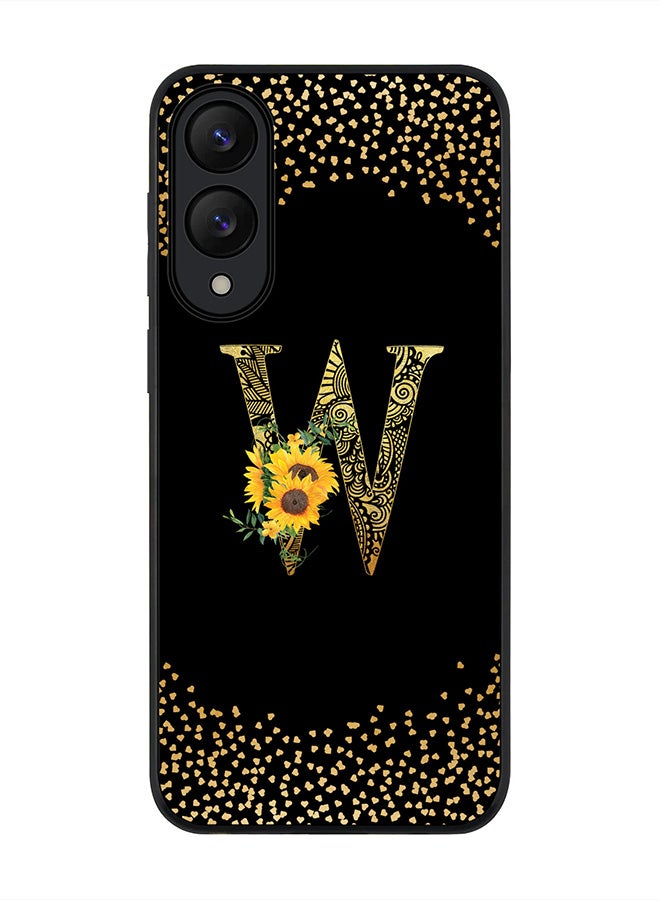 Stylizedd For Samsung Galaxy S25 Edge Case,Slim fit Camera Protection, Shockproof Thin Phone cover  - Custom Floral Monogram - W ( Black )